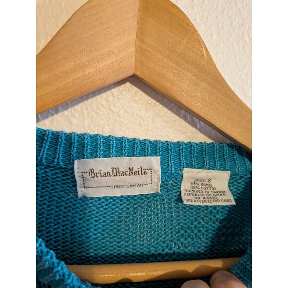 Brian McNeil teal vintage sweater size S ramie cotton blend - Picture 3 of 5